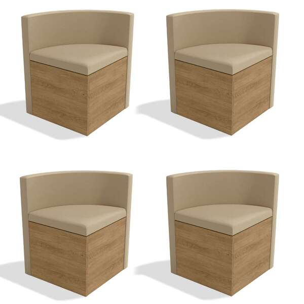 Conjunto Com 4 Cadeiras De Jantar Cesky Ii Bege E Freijó