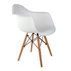 Conjunto Com 4 Cadeiras Eames Com Braços Branca - Base Madeir