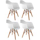 Conjunto Com 4 Cadeiras Eames Com Braços Branca - Base Madeir