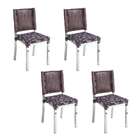 Conjunto Com 4 Cadeiras Lorenza Tabaco E Floral Chumbo