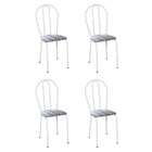 Conjunto Com 4 Cadeiras Madryn Cinza Listrado E Branco