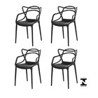 Conjunto Com 4 Cadeiras Monobloco Allegra Preta
