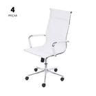 Conjunto Com 4 Cadeiras Office Tela Branca Alta Com Base Rodí