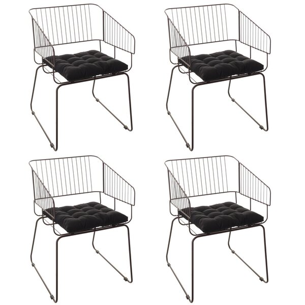 Conjunto Com 4 Cadeiras Para Sala De Estar Texas Aço Corten/p