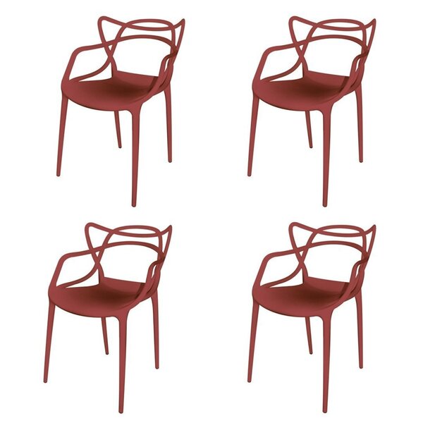 Conjunto Com 4 Cadeiras Para Sala De Jantar Allegra Vermelho