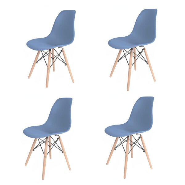 Conjunto Com 4 Cadeiras Para Sala De Jantar Eames Pp Dsw  Azu