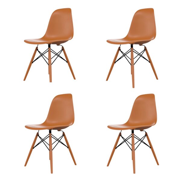 Conjunto Com 4 Cadeiras Para Sala De Jantar Eames Pp Dsw Inj