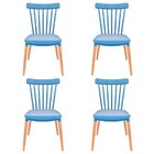 Conjunto Com 4 Cadeiras Para Sala De Jantar Windsor Pp Azul Z