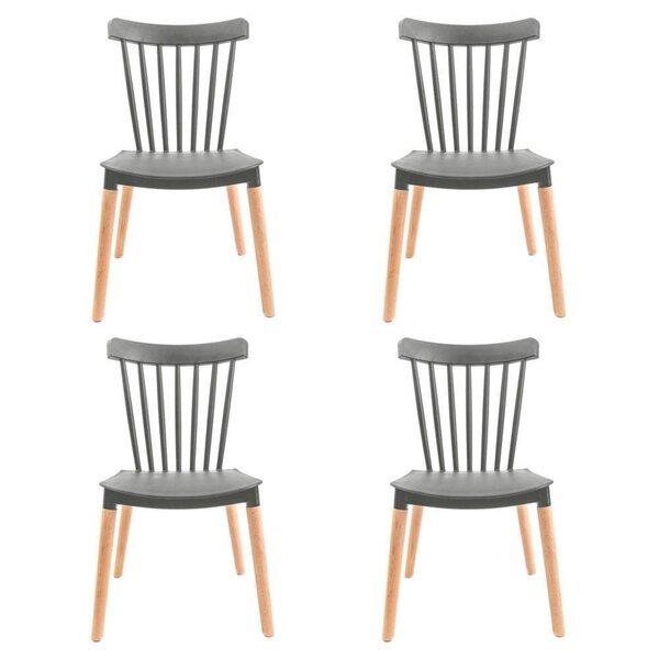 Conjunto Com 4 Cadeiras Para Sala De Jantar Windsor Pp Preto