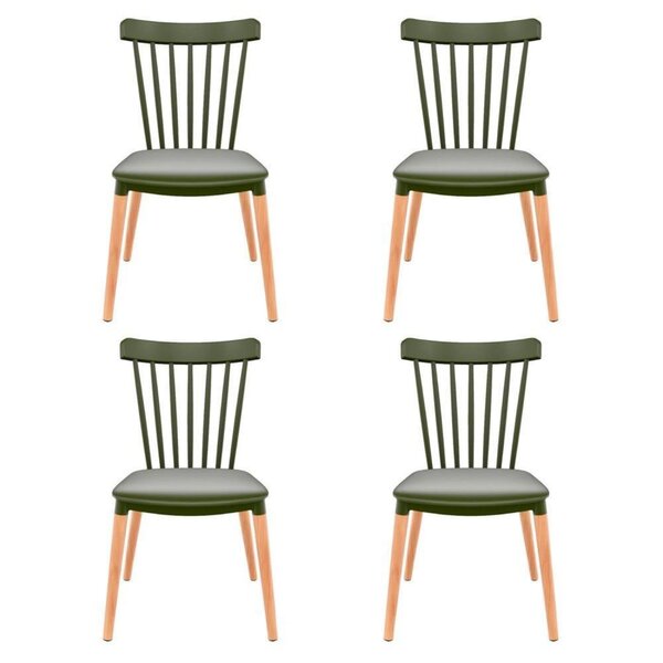Conjunto Com 4 Cadeiras Para Sala De Jantar Windsor Pp Verde