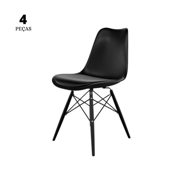 Conjunto Com 4 Cadeiras Saarinen Black Edition - Base Preta