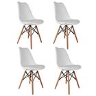 Conjunto Com 4 Cadeiras Saarinen Branca - Base Madeira Natura