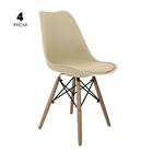 Conjunto Com 4 Cadeiras Saarinen Nude Empório  Base Em Madeira
