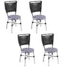 Conjunto Com 4 Cadeiras Top Preto E Floral Azul