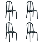 Conjunto Com 4 Cadeiras Tubular Diva Preto Craquelado/floral