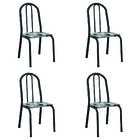 Conjunto Com 4 Cadeiras Tubular Diva Preto Craquelado/folha A