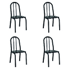 Conjunto Com 4 Cadeiras Tubular Diva Preto/floral Artefamol