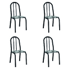 Conjunto Com 4 Cadeiras Tubular Diva Preto/folha Artefamol