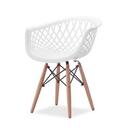 Conjunto Com 4 Cadeiras Web Branca - Base Madeira Naturalê