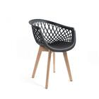 Conjunto Com 4 Cadeiras Web Preta - Base Wood
