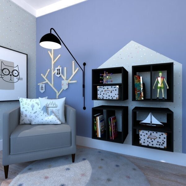 Conjunto Com 4 Nichos Com Prateleira Montana  Preto