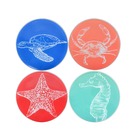 Conjunto Com 4 Pratos De Vidro Coloridos Mar 19 80 X 1 8  Cm