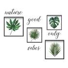 Conjunto Com 4 Quadros Decorativos E 1 Adesivo Natureza Preto