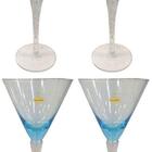 Conjunto Com 4 Taças Para Martini Azul Turquesa