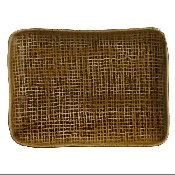 Conjunto Com 4 Travessas Retangular Pequena Juta Âmbar 18x14c