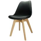 Conjunto Com 5 Cadeira Leda Preta - Charles Eames Wood Com Al