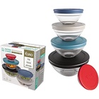 Conjunto Com 5 Potes De Vidro Redondos Com Tampa Plástica Pre