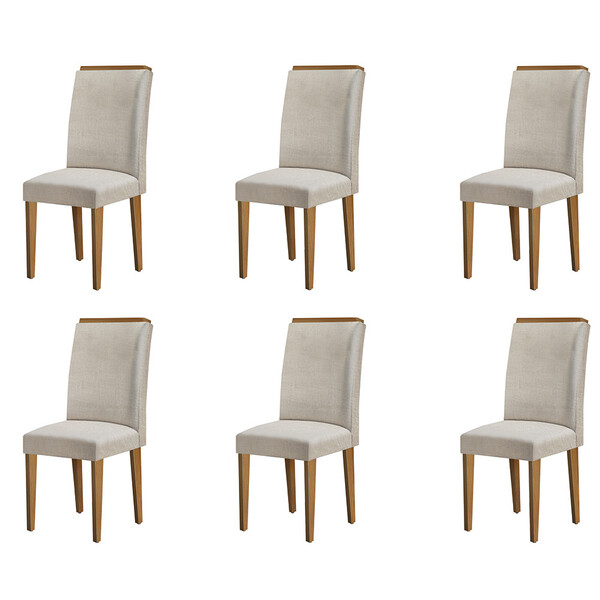 Conjunto Com 6 Cadeiras Para Sala De Jantar Lunara
