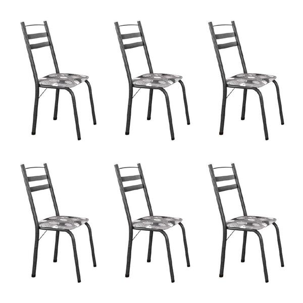 Conjunto Com 6 Cadeiras Tubular Itália Artefamol Dark