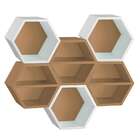 Conjunto Com 6 Nichos Hexagonais Favo I Com Prateleira Marrom