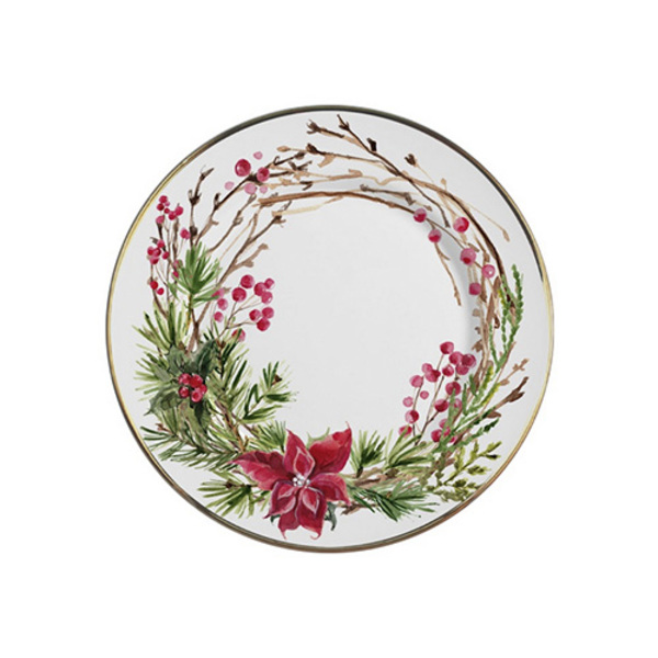 Conjunto Com 6 Pratos De Sobremesa Guirlanda Natal Ø21cm