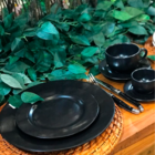 Conjunto Com 6 Pratos De Sobremesa Preto Acetinado Ø21cm