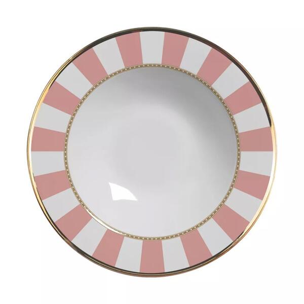 Conjunto Com 6 Pratos Fundo Pink Strip Ø25cm