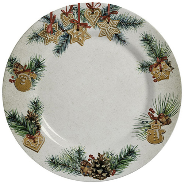 Conjunto Com 6 Pratos Raso Gingerbread Natal Ø29cm