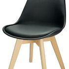 Conjunto Com  6 Cadeira Leda Preta - Charles Eames Wood Com A