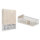 Conjunto Com Cama Solteiro Giulia Rattan E Guarda Roupa Curió