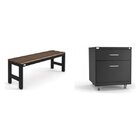 Conjunto Com Gaveteiro Para Escritório 2 Gavetas E Banco Em A