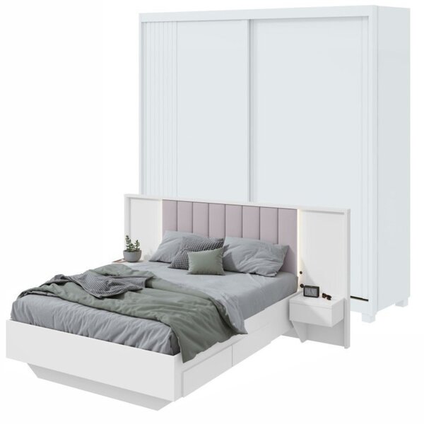Conjunto Com Guarda-roupa Casal Velaris Com Pés com Cama Casa