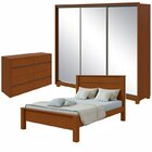 Conjunto Com Guarda-roupa Spazio Super Glass E Pés, Cômoda Le