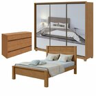 Conjunto Com Guarda-roupa Spazio Super Glass E Pés, Cômoda Le