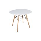 Conjunto Com Mesa Branca 90 Cm E 4 Cadeiras Com Braço Madeira