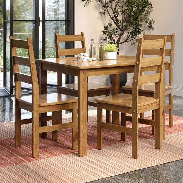 Conjunto Com Mesa De Jantar 100cm Retangular E 4 Cadeiras...