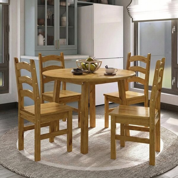 Conjunto Com Mesa De Jantar 103cm Redonda E 4 Cadeiras 10...