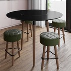 Conjunto Com Mesa De Jantar 110 Cm E 4 Banquetas Verdes  - Co