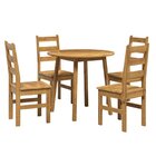 Conjunto Com Mesa De Jantar 90cm Redonda E 4 Cadeiras 100% Ma