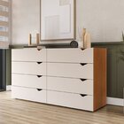 Conjunto Cômoda 8 Gavetas E Guarda-roupa Com Espelho E 3 Port